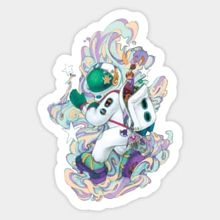 Astronaut Backpacker - Purple + Green Sticker